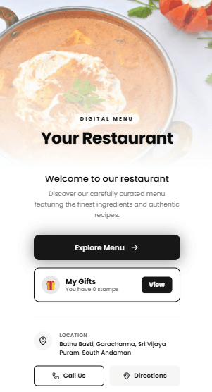 Mockup of Shifa Hotel Digital Menu